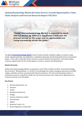Immunohematology Market