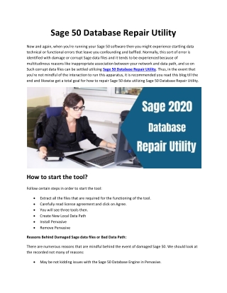 Sage 50 Database Repair Utility