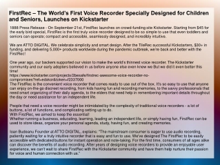 FirstRec – The World’s First Voice Recorder Specially Designed for Children and