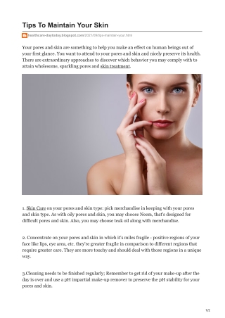 Tips To Maintain Your Skin