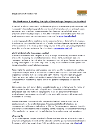 The Mechanism & Working Principle of Strain Guage Compression Load Cell