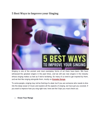 5 Best Ways to Improve your Singing
