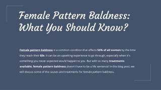 Female Pattern Baldness: What You Should Know?