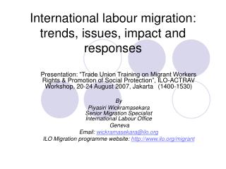 International labour migration: trends, issues, impact and responses