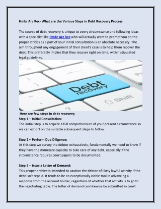 Hmbr Arc Rec- What are the Various Steps in Debt Recovery Process