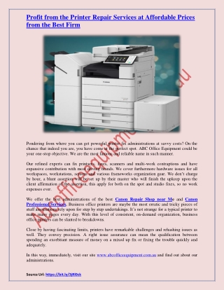 Profit from the Printer Repair Services at Affordable Prices from the Best Firm