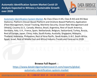 Automatic Identification System Market Covid-19 Analysis Expected to Witness a Sustainable Growth over 2028