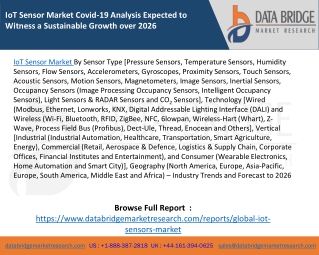 IoT Sensor Market Covid-19 Analysis Expected to Witness a Sustainable Growth over 2026