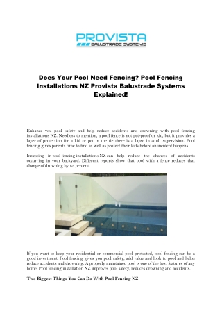 Pool Fencing Installations NZ Provista Balustrade Systems Explained!