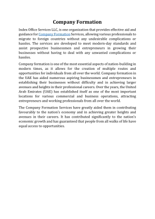 Company Formation