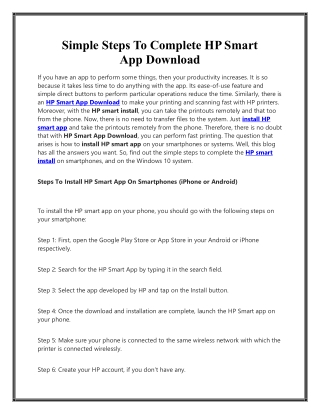 Simple Steps To Complete HP Smart App Download
