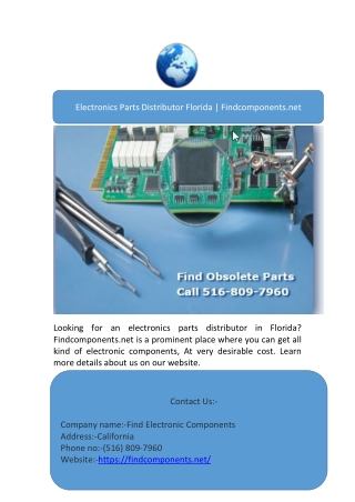 Electronics Parts Distributor Florida | Findcomponents.net