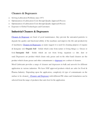 Cleaners & Degreasers