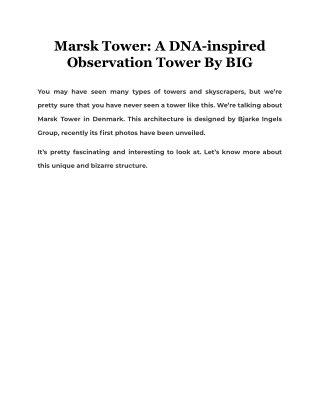 Marsk Tower: A DNA-inspired Observation Tower By BIG