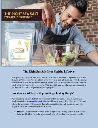 The Right Sea Salt for a Healthy Lifestyle