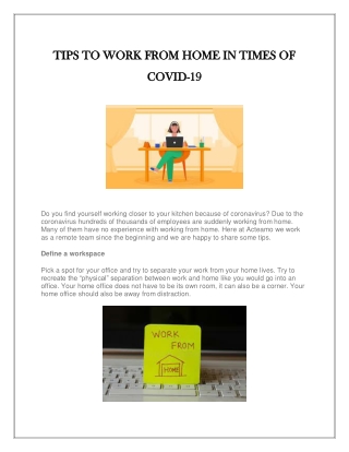 TIPS TO WORK FROM HOME IN TIMES OF COVID