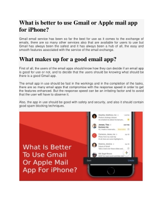 What is better to use Gmail or Apple mail app for iPhone?