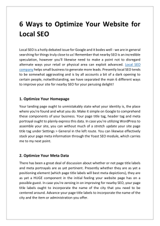 6 Ways to Optimize Your Website for Local SEO