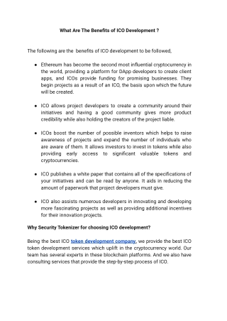What Are The Benefits of ICO Development