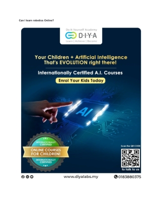 Can I learn robotics Online?
