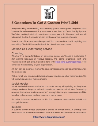 5 Occasions To Get A Custom Print T-Shirt