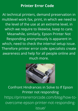 Confront Hindrances in Solve to If Epson Printer not responding