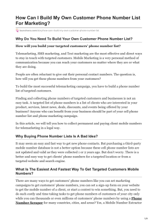 How Can I Build My Own Customer Phone Number List For Marketing?