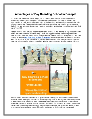 Advantages of Day Boarding School in Sonepat