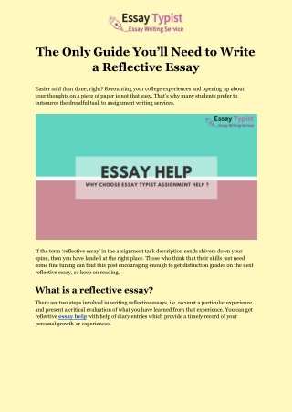 The Only Guide You’ll Need to Write a Reflective Essay