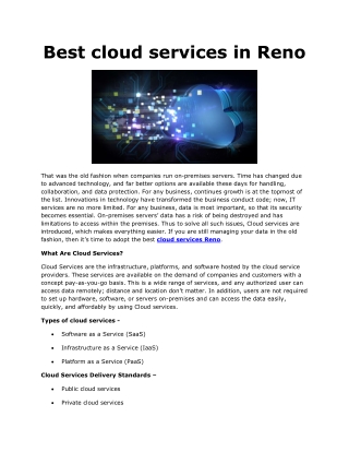 Best cloud services in reno