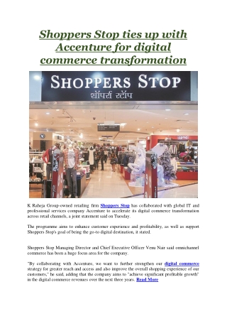 Shoppers Stop ties up with Accenture for digital commerce transformation