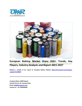 European Battery Market Size, Share, Impressive Industry Growth, Report 2027