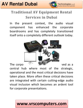 Traditional AV Equipment Rental Services in Dubai