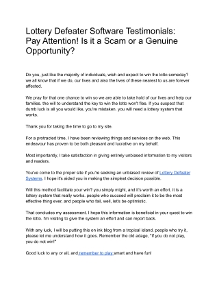 Lottery Defeater Software Testimonials_
