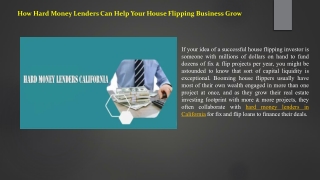 How Hard Money Lenders Can Help Your House Flipping Business Grow