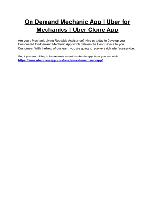 On Demand Mechanic App _ Uber for Mechanics _ Uber Clone App