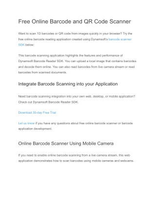 Free Online Barcode and QR Code Scanner