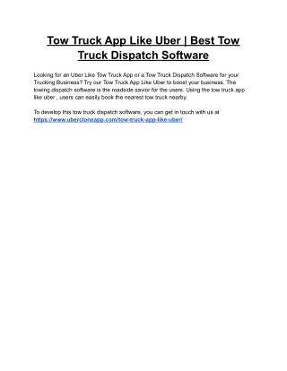Tow Truck App Like Uber | Best Tow Truck Dispatch Software