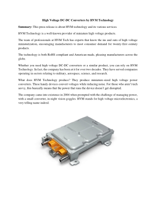 High Voltage DC-DC Converters by HVM Technology