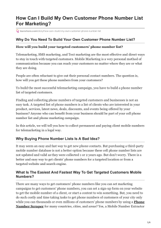 1How Can I Build My Own Customer Phone Number List For Marketing