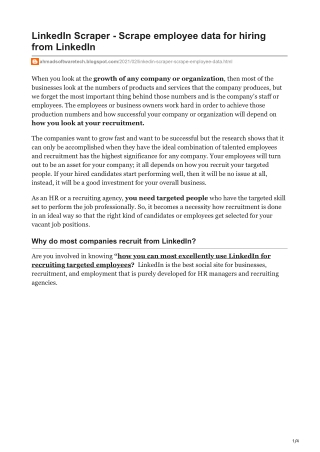 Which Is The Best Linkedin Scraper To Scrape Targeted Employees Data From Linkedin Recruiter Profiles
