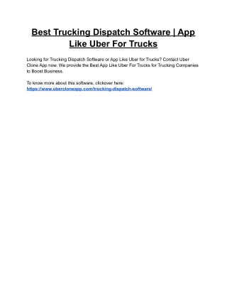 Best Trucking Dispatch Software | App Like Uber For Trucks