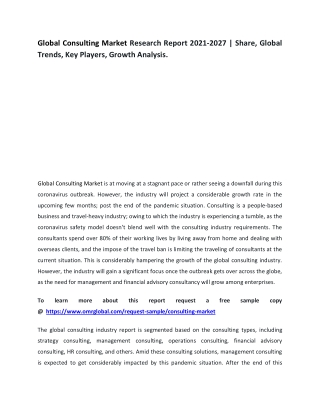 Global Consulting Market Research Report 2021