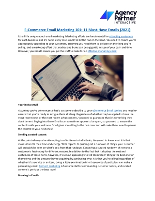 E-Commerce Email Marketing 101,  11 Must Have Emails 2021