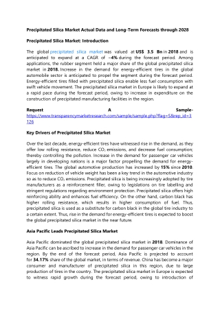 Precipitated Silica Market Actual Data and Long-Term Forecasts through 2028
