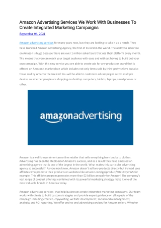 Amazon Advertising Services We Work With Businesses To Create Integrated Marketing Campaigns
