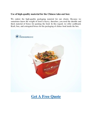 Choose Us To Get The Best Chinese Take-out Boxes As Wholesale