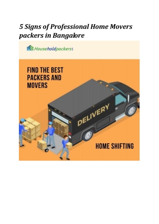 5 Signs of Professional Home Movers packers in Bangalore