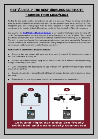 Get Yourself The Best Wireless Bluetooth Earbuds From Luckyluxx
