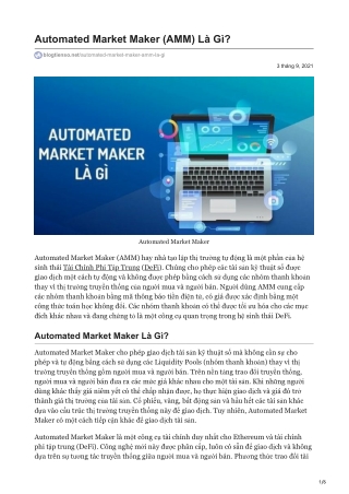 Automated Market Maker (AMM) Là Gì?